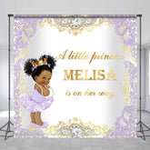 Aperturee - Aperturee Purple Little Princess Custom Baby Shower Backdrop